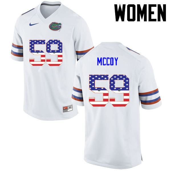 Women's NCAA Florida Gators T.J. McCoy #59 Stitched Authentic USA Flag Fashion Nike White College Football Jersey WMS0665JK